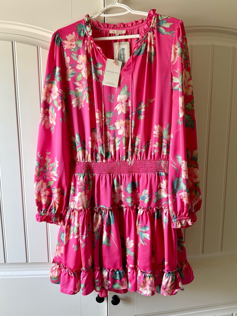 NWT Skies are Blue M Pink Magnolia drop waist mini dress